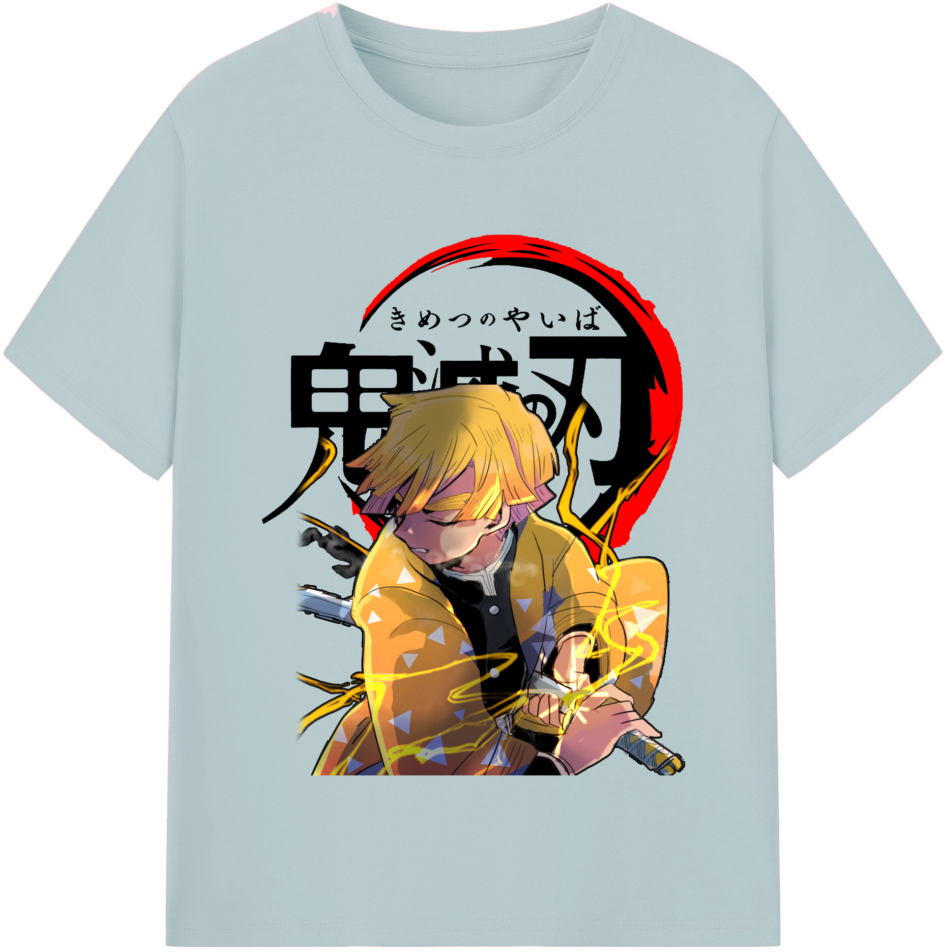 （画像用） 鬼滅の刃（きめつのやいば）我妻 善逸／あがつま ぜんいつ Agatsuma Zenitsu 綿100％半袖Tシャツ（フロントプリント）